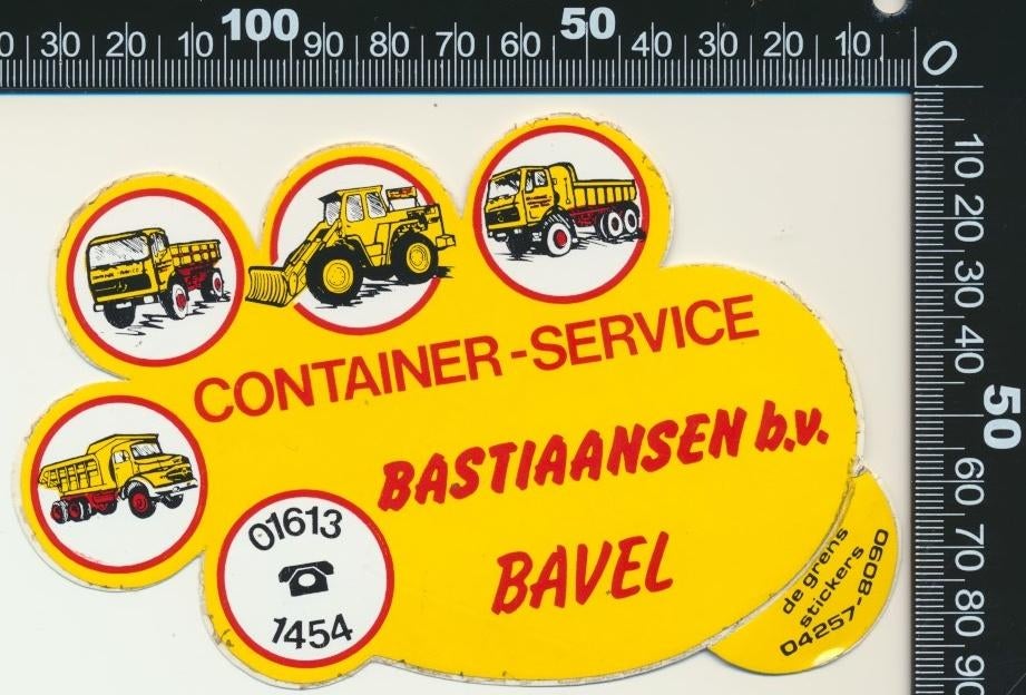 Sticker: Container Service Bastiaansen - Bavel, Verzamelen, Stickers, Zo goed als nieuw, Bedrijf of Vereniging, Ophalen of Verzenden