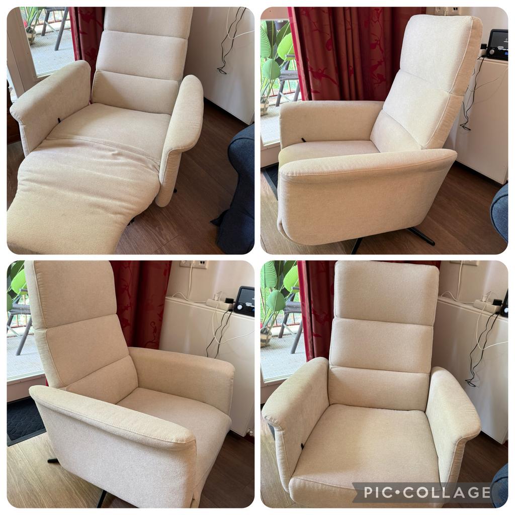 Comfortabele relax fauteuil, Ophalen, Zo goed als nieuw, Stof, 75 tot 100 cm