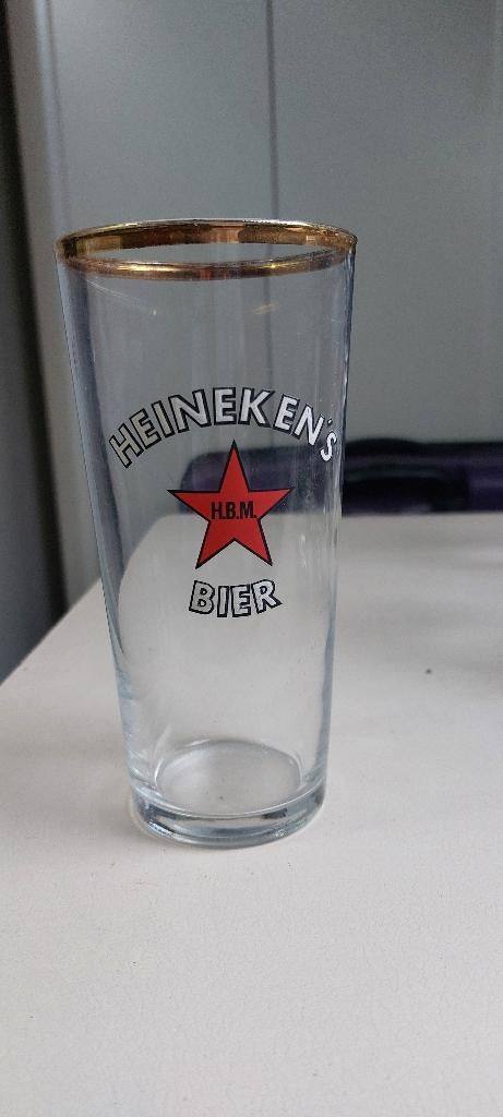 bierglas Heinekens emaille, Verzamelen, Biermerken, Ophalen of Verzenden, Zo goed als nieuw, Glas of Glazen, Overige merken