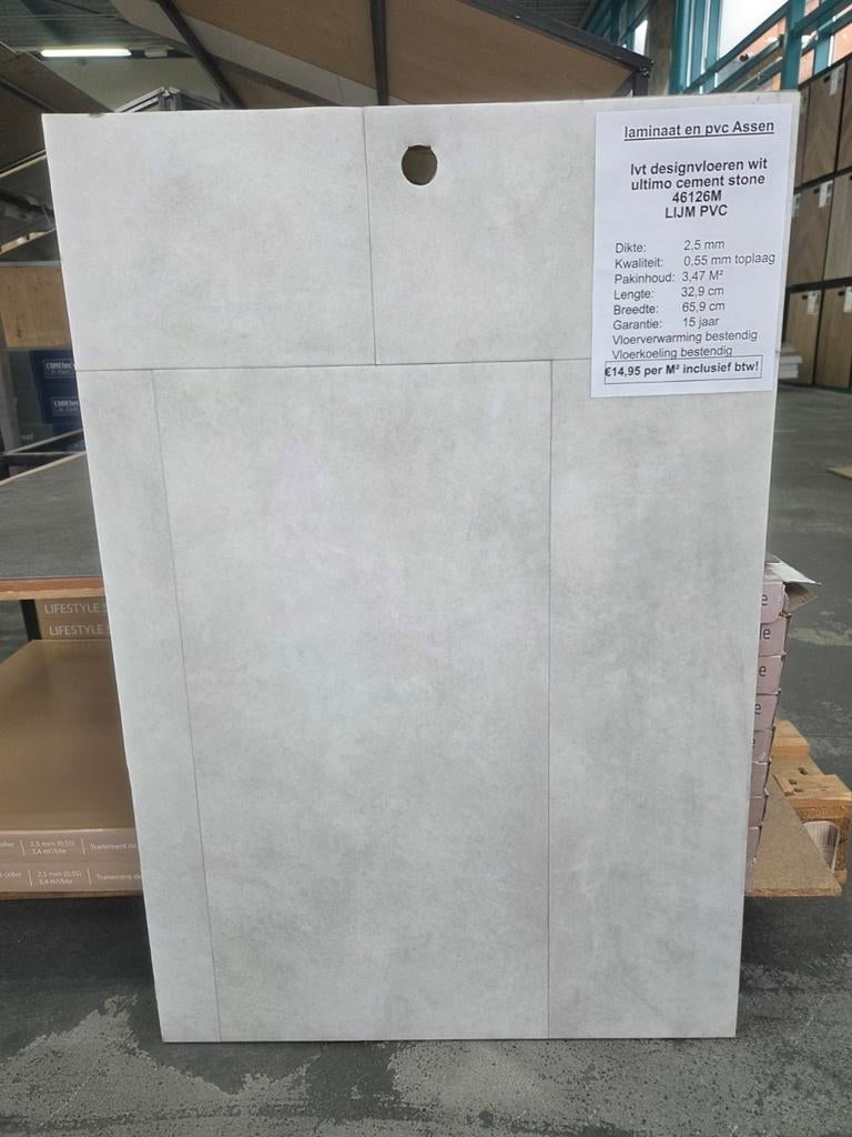 lijm pvc wit ultimo cement stone 46126, Ophalen, 75 m² of meer, Wit, Nieuw