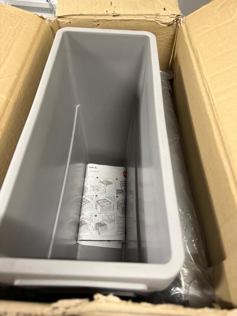 Afvalemmer Hailo Triple XL 19 + 19 Liter Grijs, Huis en Inrichting, Keuken | Keukenbenodigdheden, Nieuw, Ophalen