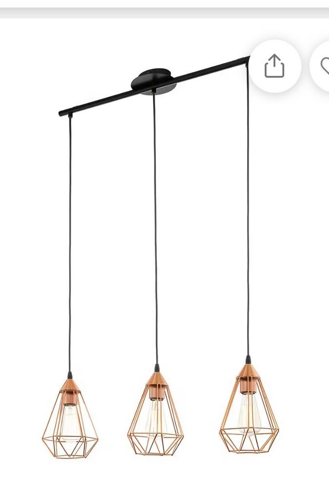 EGRO rosegouden/ koperkleurige met zwarte hanglamp 3 stuks, Ophalen of Verzenden, Zo goed als nieuw, Minder dan 50 cm