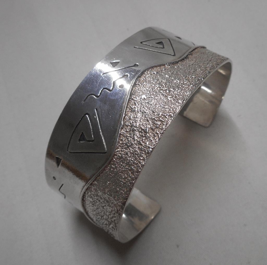 Zilveren modernist klem armband nr.2003, Verzenden, Zo goed als nieuw, Zilver, Zilver