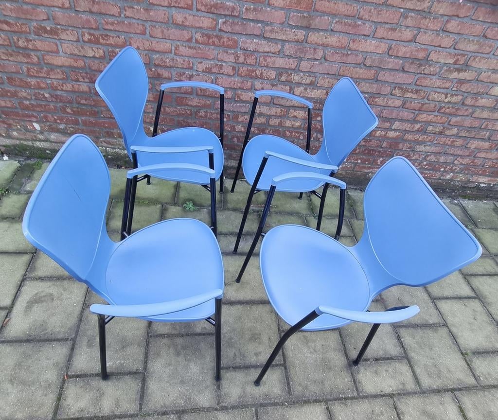 Leuke set van 4 Akaba stoelen, Ophalen, Gebruikt, Blauw, Vier