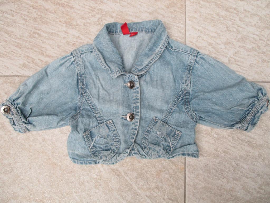 Kort blauw spijkerjasje maat 104 / 110 jas, Ophalen of Verzenden, Gebruikt, Meisje, Jas