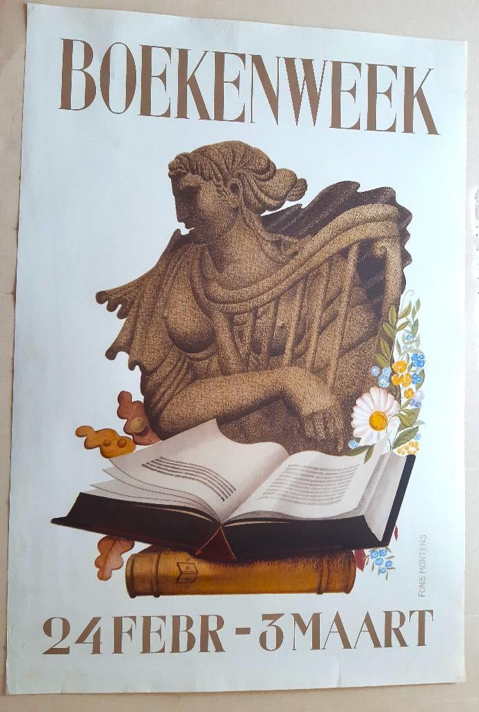 Originele poster Boekenweek Fons Montens, Ophalen of Verzenden, A1 t/m A3, Reclame, Rechthoekig Staand