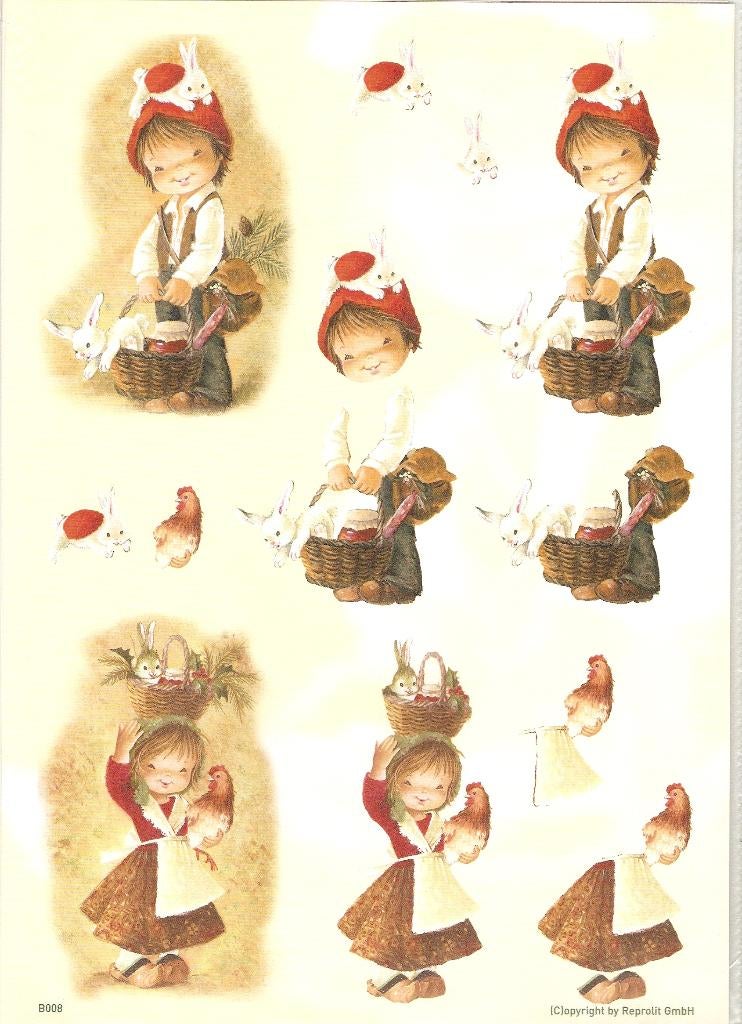 B34 knipvel kinderen kippen pasen reprolit B008, Ophalen of Verzenden, Nieuw, Kind, Knipvel