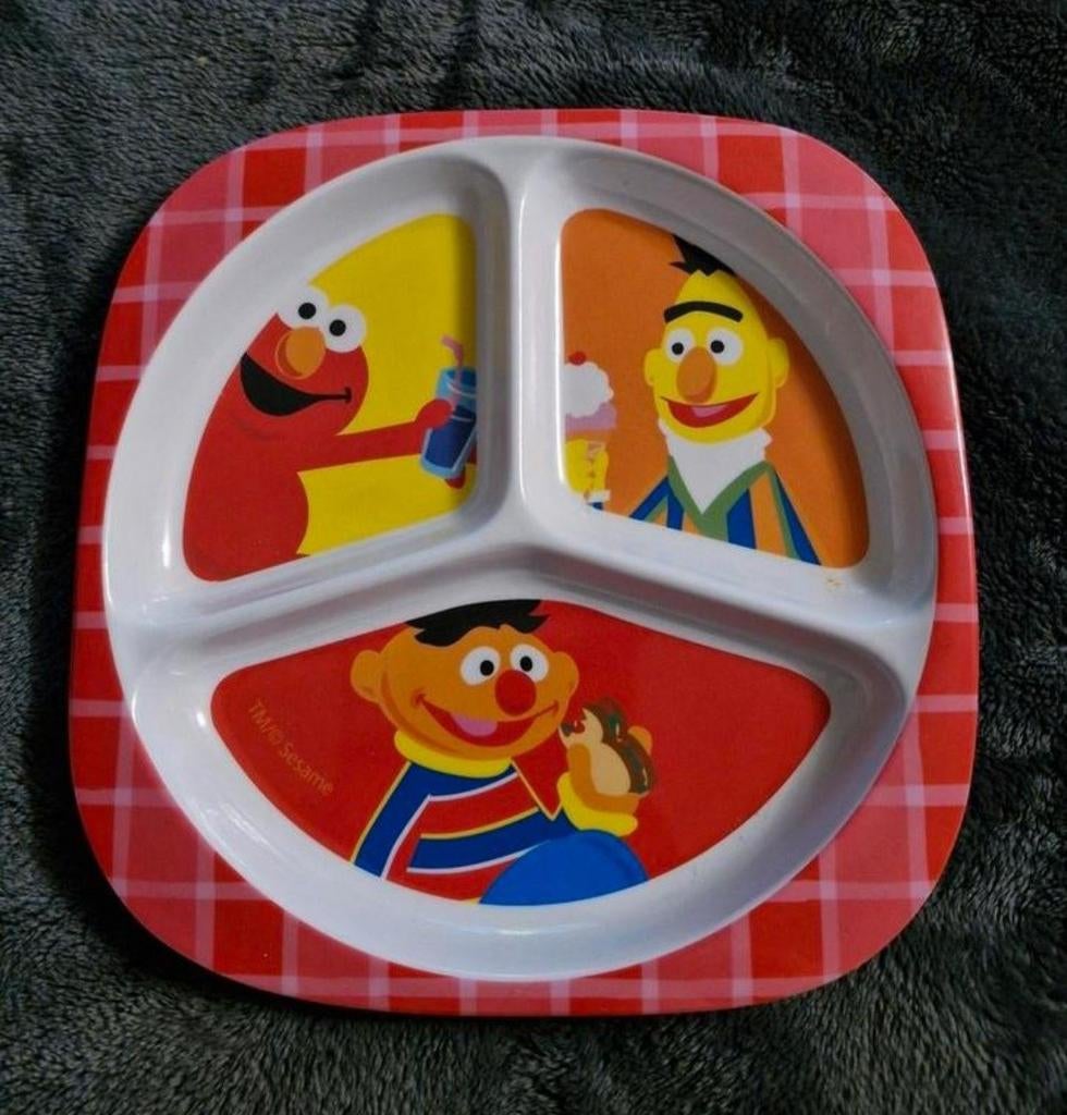 Drie Vaks Bord Sesamstraat, Ophalen of Verzenden, Zo goed als nieuw, Overige stijlen, Bord(en)