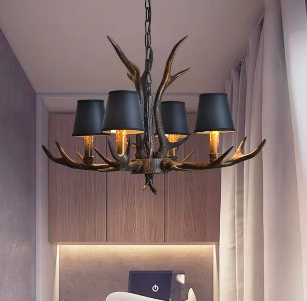 Retro Gewei Kroonluchter - Amerikaanse Stijl, Verzenden, Nieuw, Stof, Amerikaanse country stijl