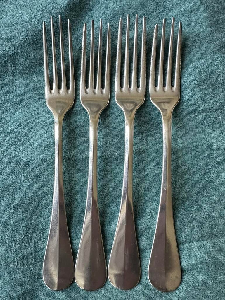 Christofle - 4 antiek verzilverde vorken - model Baguette, Ophalen of Verzenden