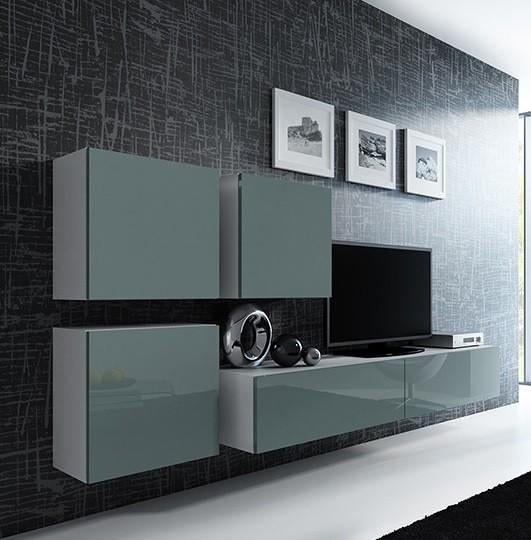 Compleet zwevend tv-wandmeubel Wit / Hoogglans grijs NIEUW, Overige materialen, 150 tot 200 cm, Nieuw, Ophalen of Verzenden