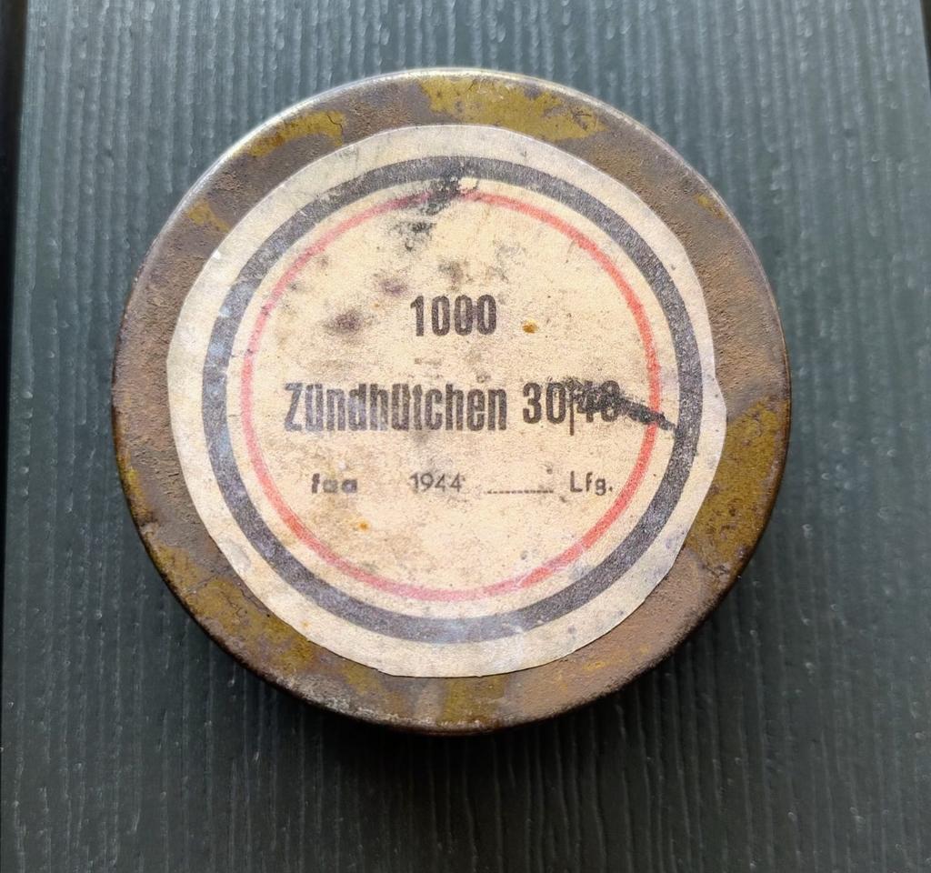 Duits blikje voor 1000 Zündhütchen 30/48 - 1944, Ophalen of Verzenden, Overige soorten, Duitsland, Overige typen