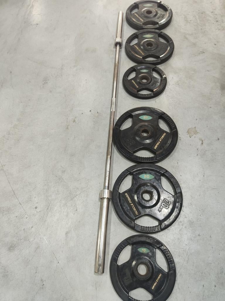 Muscle Power Halterset - Zwart 130kg, Benen, Gebruikt, Onbekend, Ophalen of Verzenden