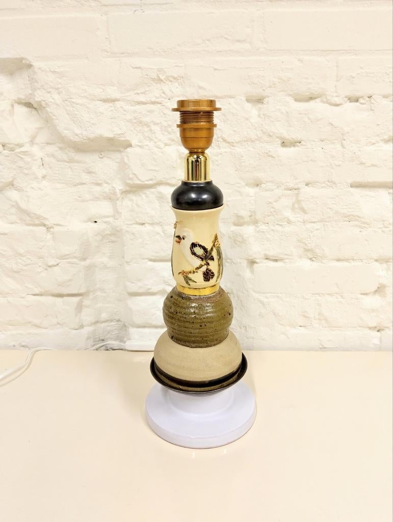 Vogel landelijke stijl vintage lamp tafellamp aardewerk, Ophalen of Verzenden, Zo goed als nieuw, Overige materialen, Minder dan 50 cm