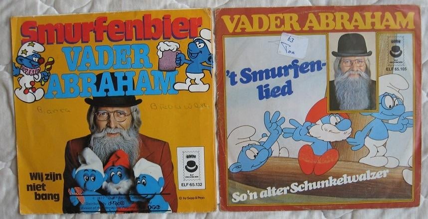 2 vinyl singles & 1 LP Smurfen en Vader Abraham (evt.+ 1 mc), Ophalen of Verzenden, Gebruikt, 12 inch, Levenslied of Smartlap