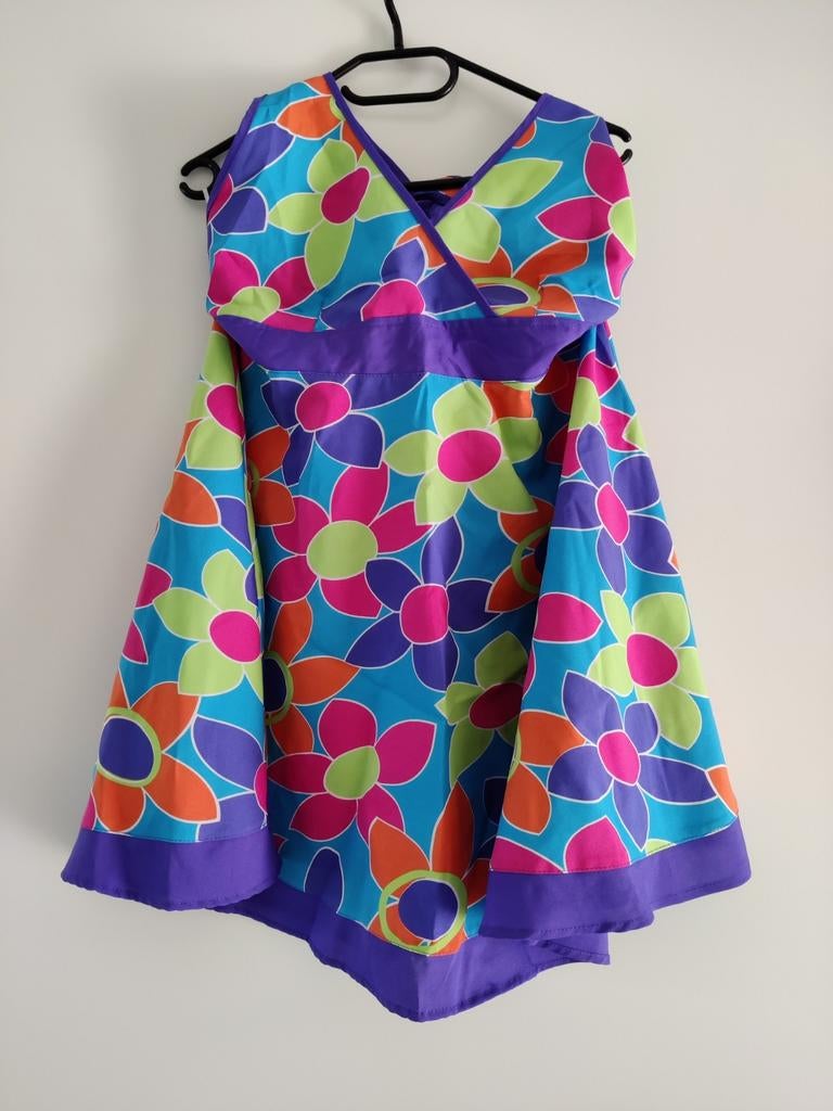 Vrolijk Carnaval Jurkje met Bloemen - Maat L, Kleding | Dames, Overige kleuren, Maat 42/44 (L), Nieuw, Ophalen of Verzenden