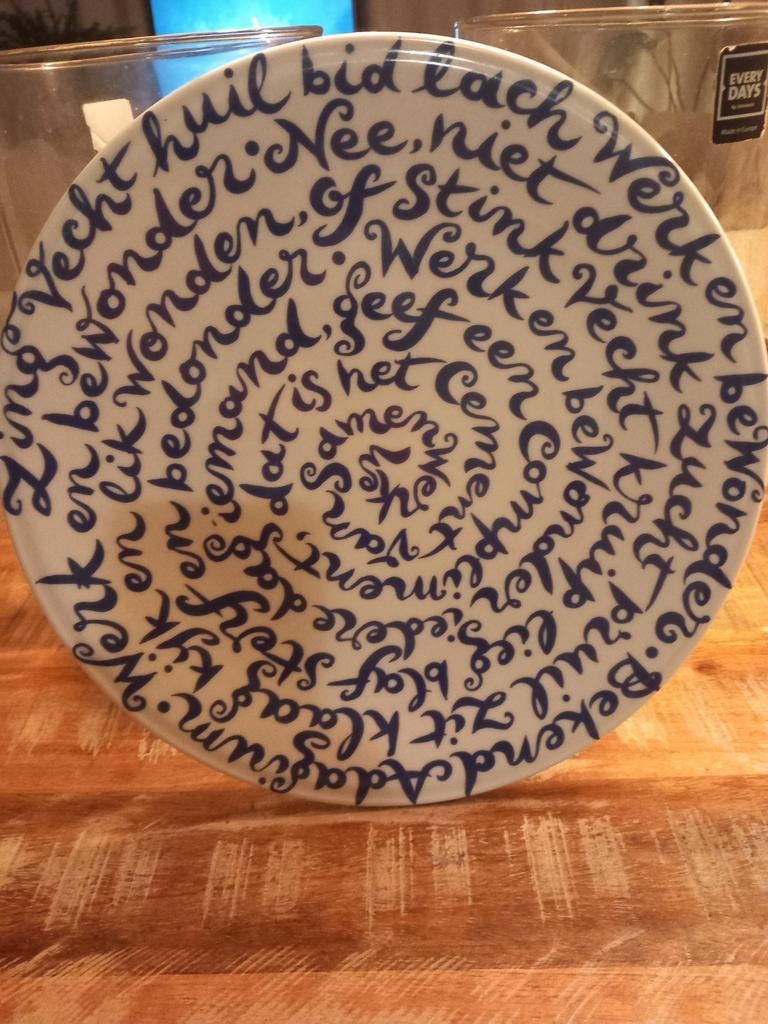 Delfts Royal Delft bord. Tekst thema Samenwerken, Ophalen of Verzenden