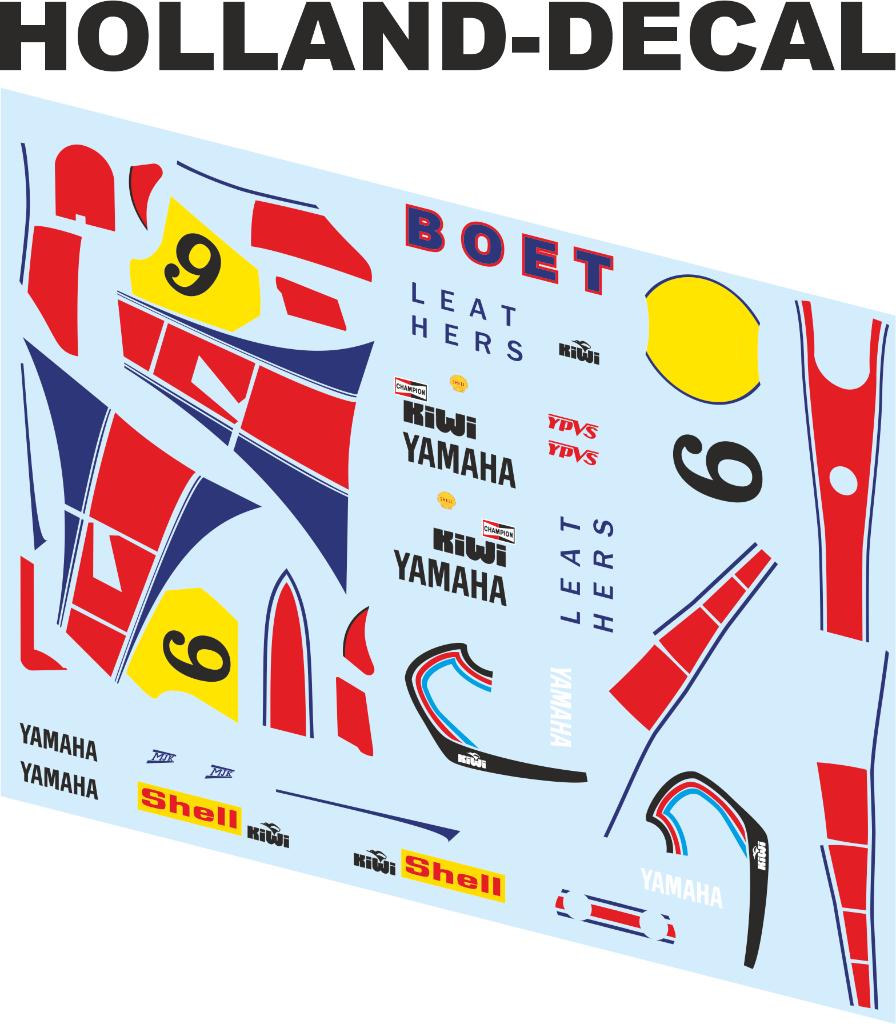 Decals Yamaha YZR500 (OW70) Boet van Dulmen 1/12, Overige merken, Nieuw, Ophalen of Verzenden, Groter dan 1:32