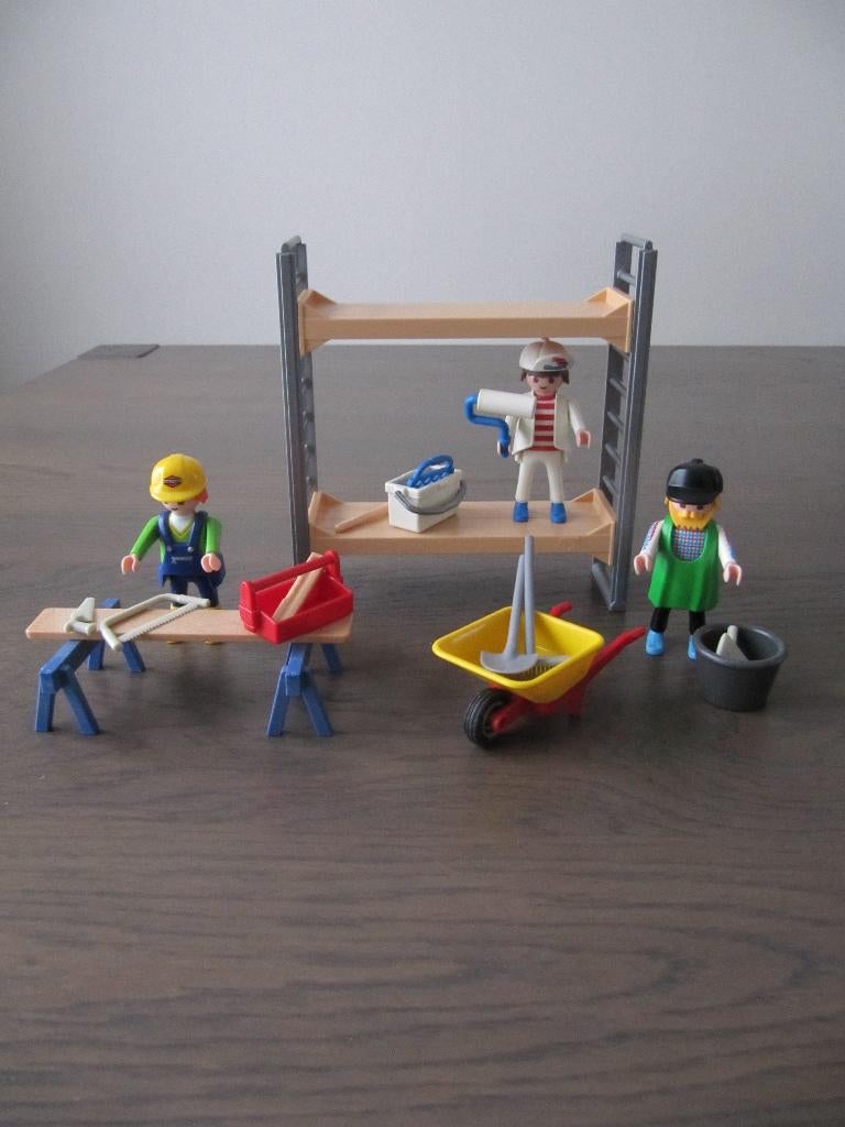 Playmobil - 3833 - bouwvakkers met bouwsteiger, Ophalen of Verzenden, Zo goed als nieuw, Complete set