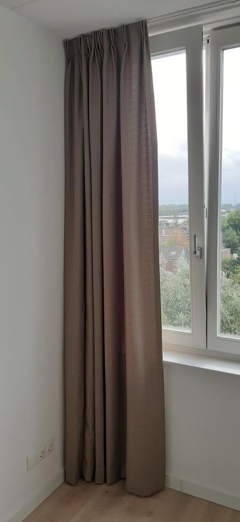 Beige Kwantum gordijnen - 2 stuks, 250x80cm, Ophalen, 200 cm of meer, Beige, 50 tot 100 cm