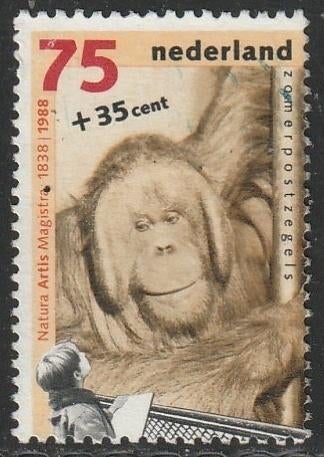 Nederland 1988 1401 Zomer, Orang-Oetan, Gest, Postzegels en Munten, Ophalen of Verzenden, Na 1940, Gestempeld