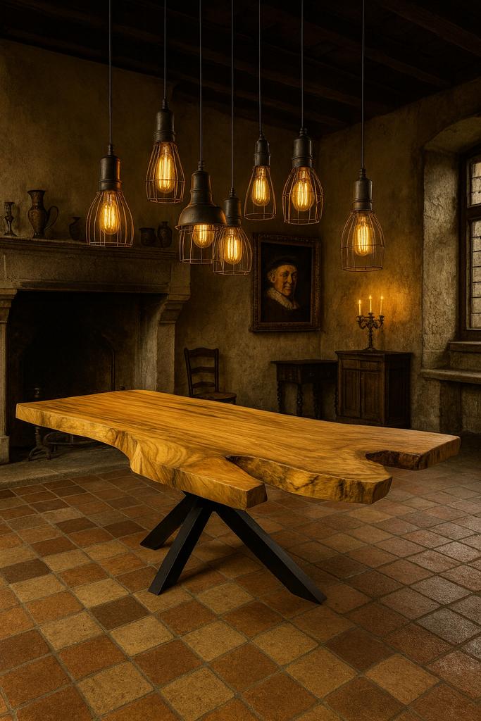 Eettafel/Boom Suar hout 230 spinpoot Direct/leverbaar E-7286