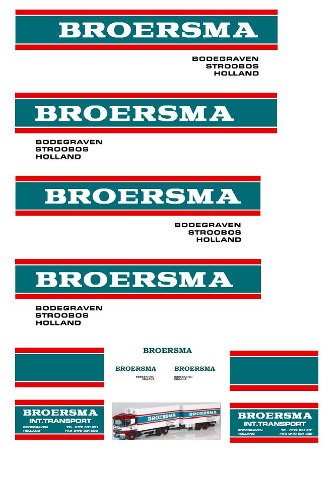 Vrachtauto decal 1:50 Broersma Bodegraven ( combi ), Verzenden, Nieuw, Bus of Vrachtwagen, Overige merken