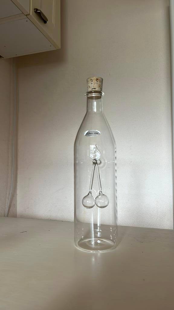 Karaf met 2 glaasjes - glas - Schweizer Kunsthandwerk, Ophalen of Verzenden