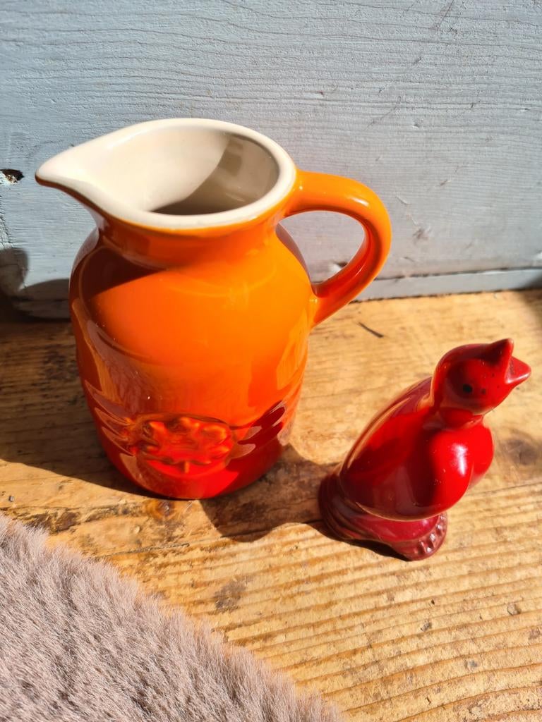 Le Creuset kannetje en vogel, Huis en Inrichting, Keuken | Servies, Ophalen of Verzenden, Zo goed als nieuw, Overige stijlen