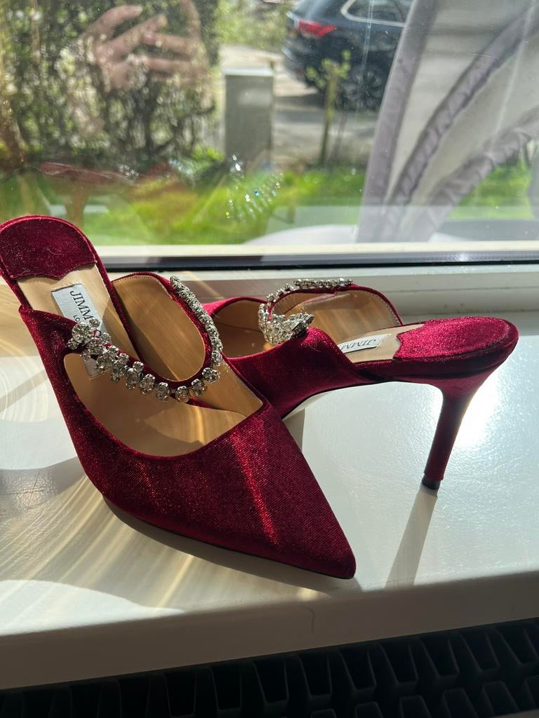 Prachtige bordeaux Jimmy Choo hakken, Kleding | Dames, Ophalen, Zo goed als nieuw, Rood