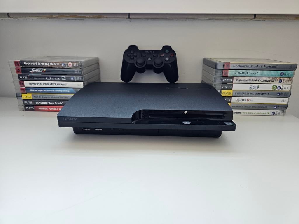 PlayStation 3 (PS3) 250GB met 16 games en alle kabels, Ophalen, Met games, 250 GB, Zo goed als nieuw