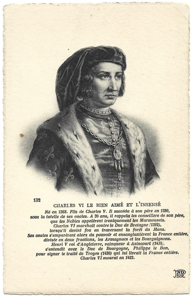 Frankrijk / Valois (1) Charles VI, Verzenden, Zo goed als nieuw, Buitenland, Kaart, Foto of Prent