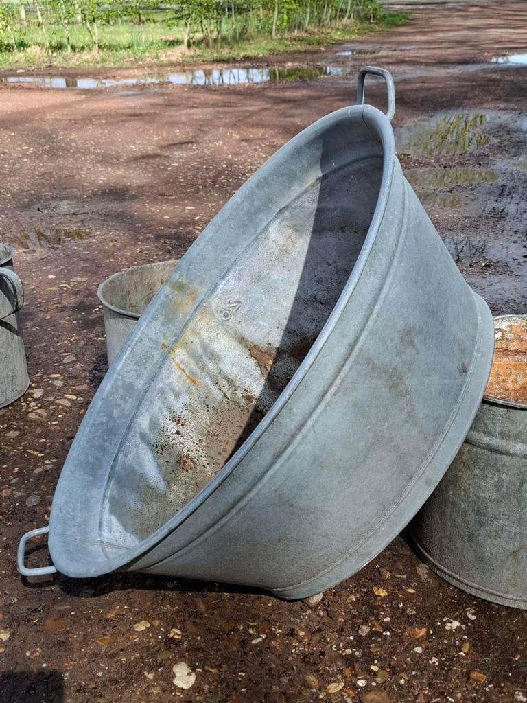 Oude brocante zinken teil teilen plantenbak, Overige materialen, T, Ophalen of Verzenden, N