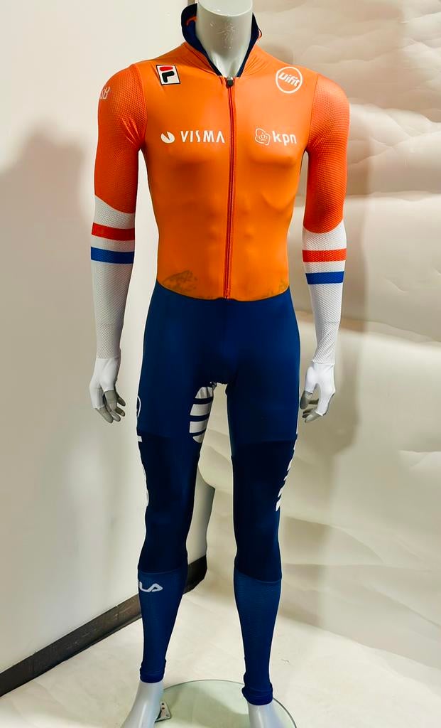 Schaatskleding schaatspak snelpak speedsuit L Fila rubber, Ophalen of Verzenden, Gebruikt