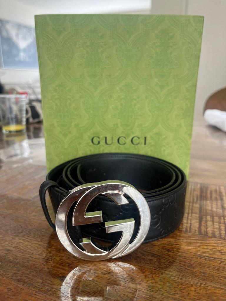 Gucci riem met zilverkleurige gesp, 3 tot 5 cm, 90 tot 100 cm, Heupriem, Ophalen of Verzenden