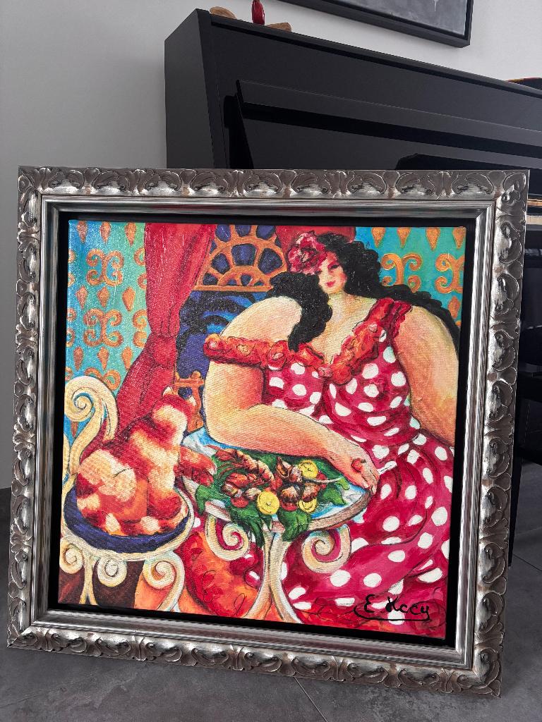 Schilderij van Engelien Kooij "Une Bonne Conversation II", Ophalen