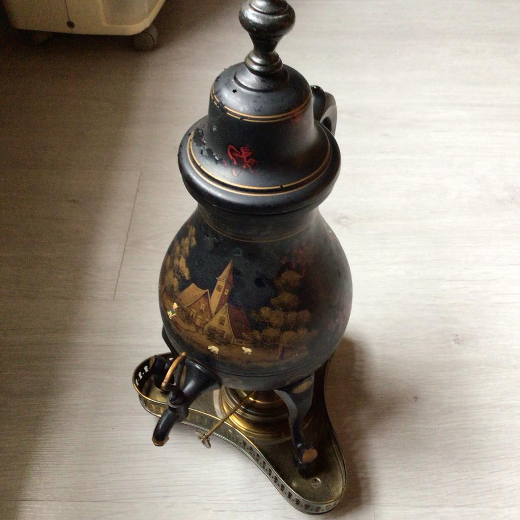 Antieke Samovar met landschap, Antiek en Kunst, Ophalen of Verzenden