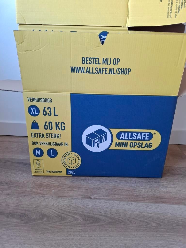 6 xl verhuisdozen all safe, Ophalen, Doos, 40 tot 60 cm, 50 tot 75 cm
