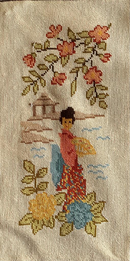 Borduurwerk, zijde, Japan, geisha, vintage, Ophalen, Gebruikt, Handborduren, Overige typen