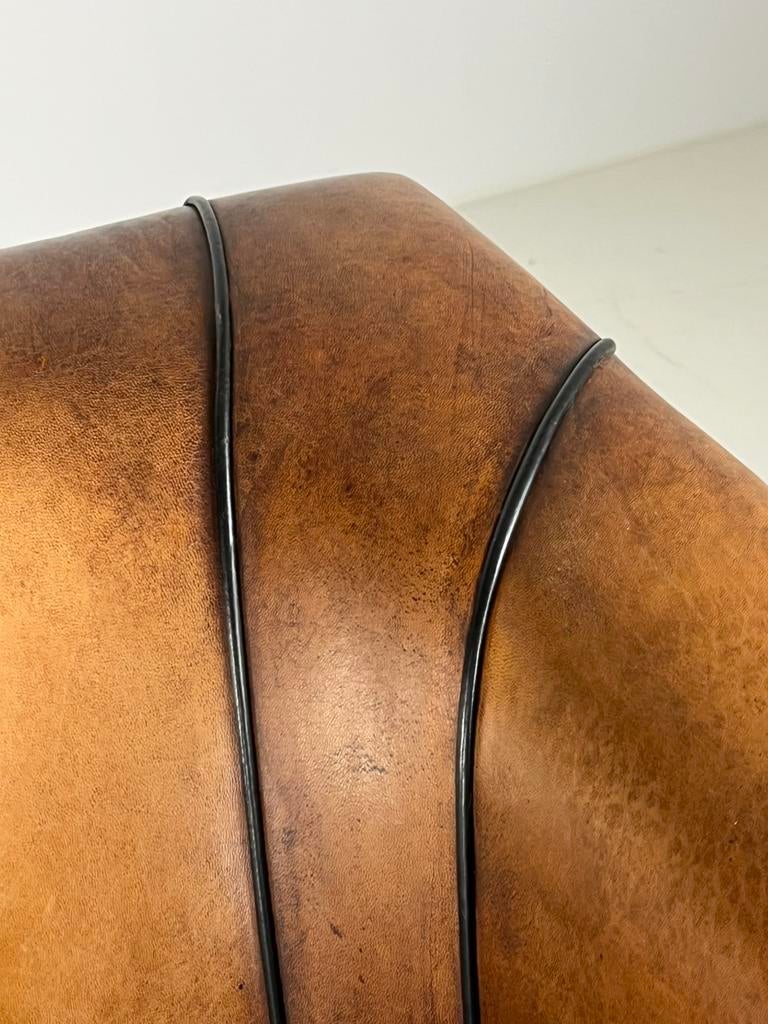 Schapenleren 3 zits bank klassiek Art Deco, Ophalen of Verzenden, Zo goed als nieuw, 75 tot 100 cm, 200 tot 250 cm