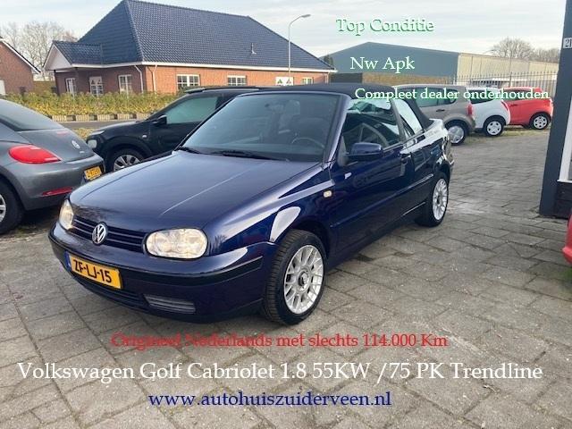 VOLKSWAGEN Golf 1.8 CABRIOLET 55KW Trendline Top Conditie, Stof, Cabriolet, Origineel Nederlands, Bedrijf