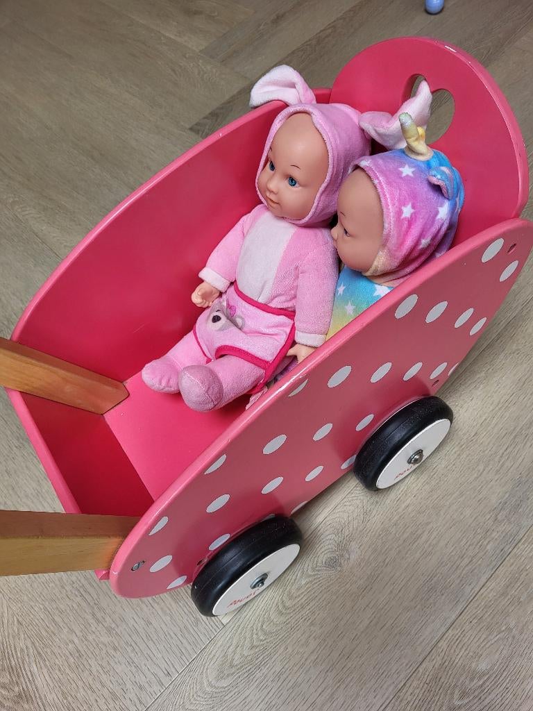 Houten poppenwagen, Kinderen en Baby's, Speelgoed | Houten speelgoed, Ophalen, Gebruikt, Duw- of Trekspeelgoed