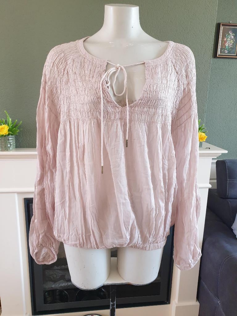 Hunkydory mooie nude beige top blouse S 36, Verzenden, Beige, Zo goed als nieuw, Lange mouw