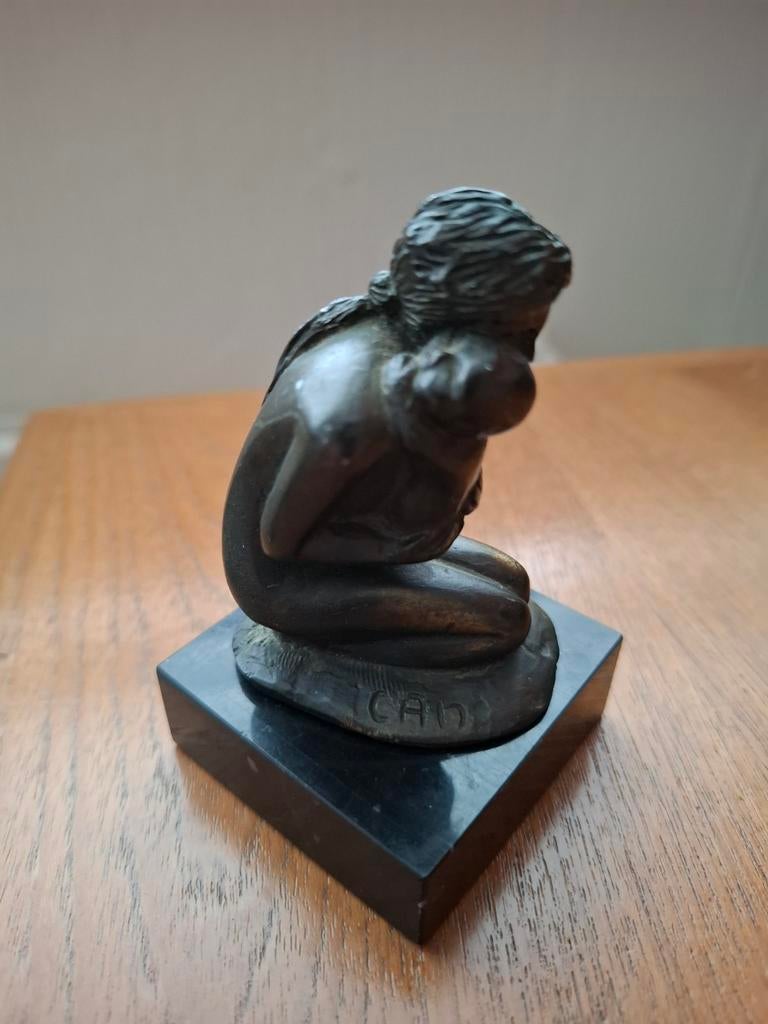 Bronzen beeldje, moeder en kind, Ophalen of Verzenden