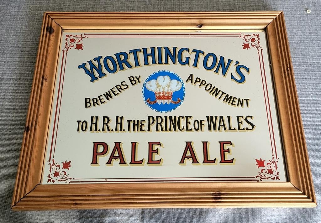 Worthington's Pale Ale Spiegel - Vintage Pub Decoratie, Antiek en Kunst, Ophalen of Verzenden, Rechthoekig