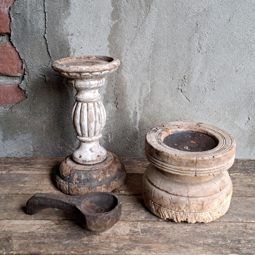 Landelijke houten kandelaar poer theelichthouder *Etage3*, ., Ophalen of Verzenden, Zo goed als nieuw, .