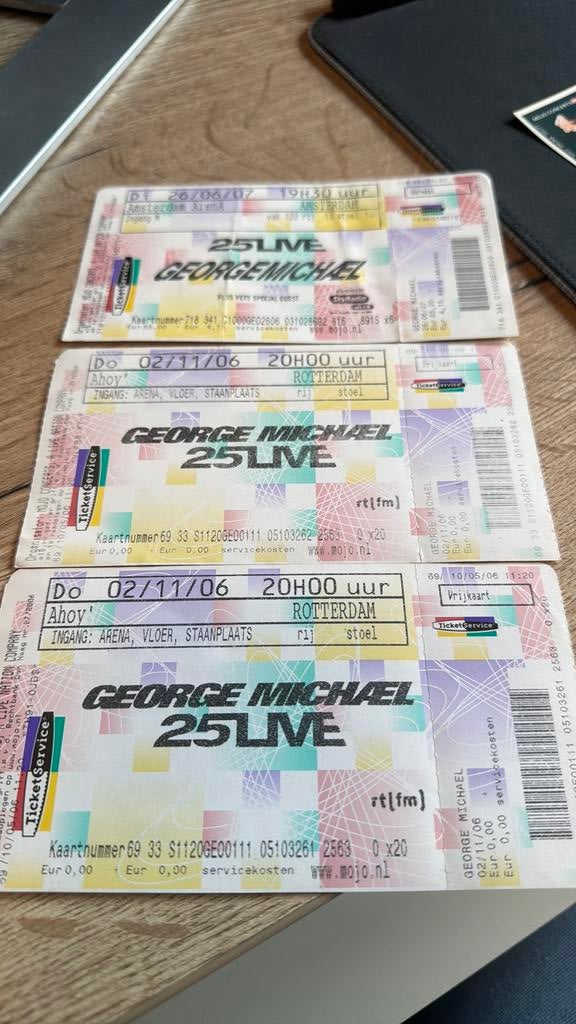 Oude concertkaarten George Michael - 2006 2007, Tickets en Kaartjes, Twee personen