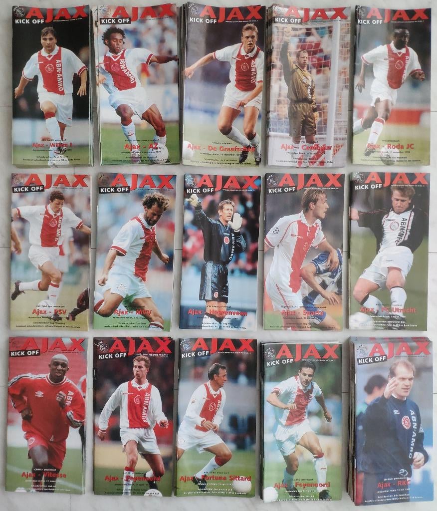 Veel Ajax Kick Off programmaboekjes 1996 1997 1998 1999, Verzamelen, Ophalen, Zo goed als nieuw, Ajax, Boek of Tijdschrift