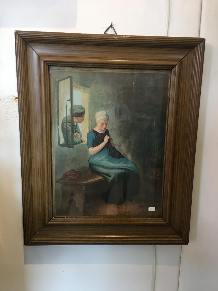 Oude prent in lijst, Ophalen of Verzenden