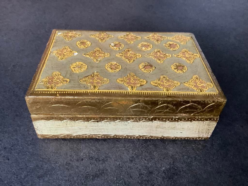 Vintage Italiaanse Houten Sieradendoosje 15 bij 10 CM, Ophalen of Verzenden